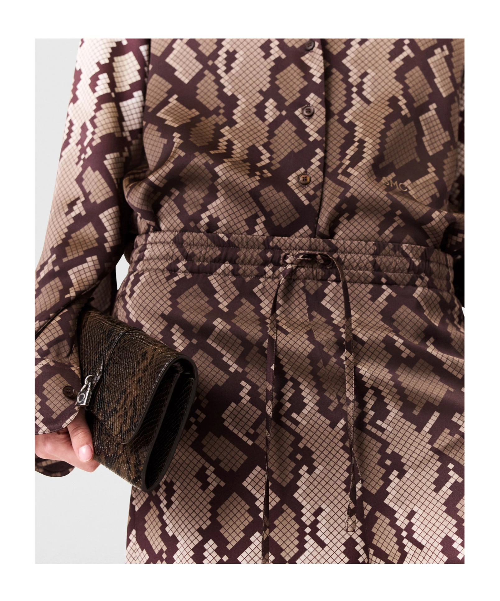 Stella Mccartney Snake Print Oversized Drawstring Pants In Brown