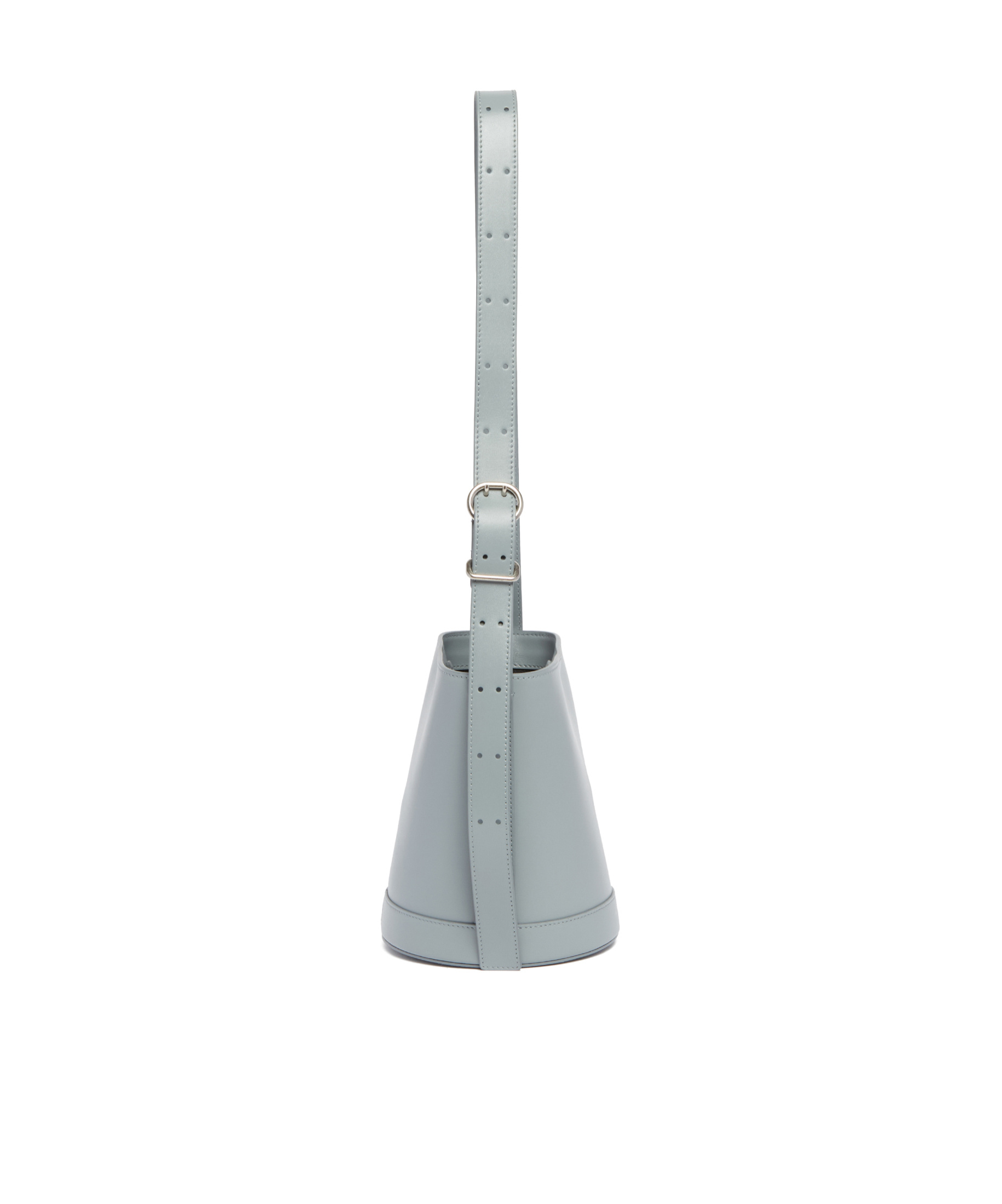 Jil Sander Leather Cannolo Bucket Bag In Gray