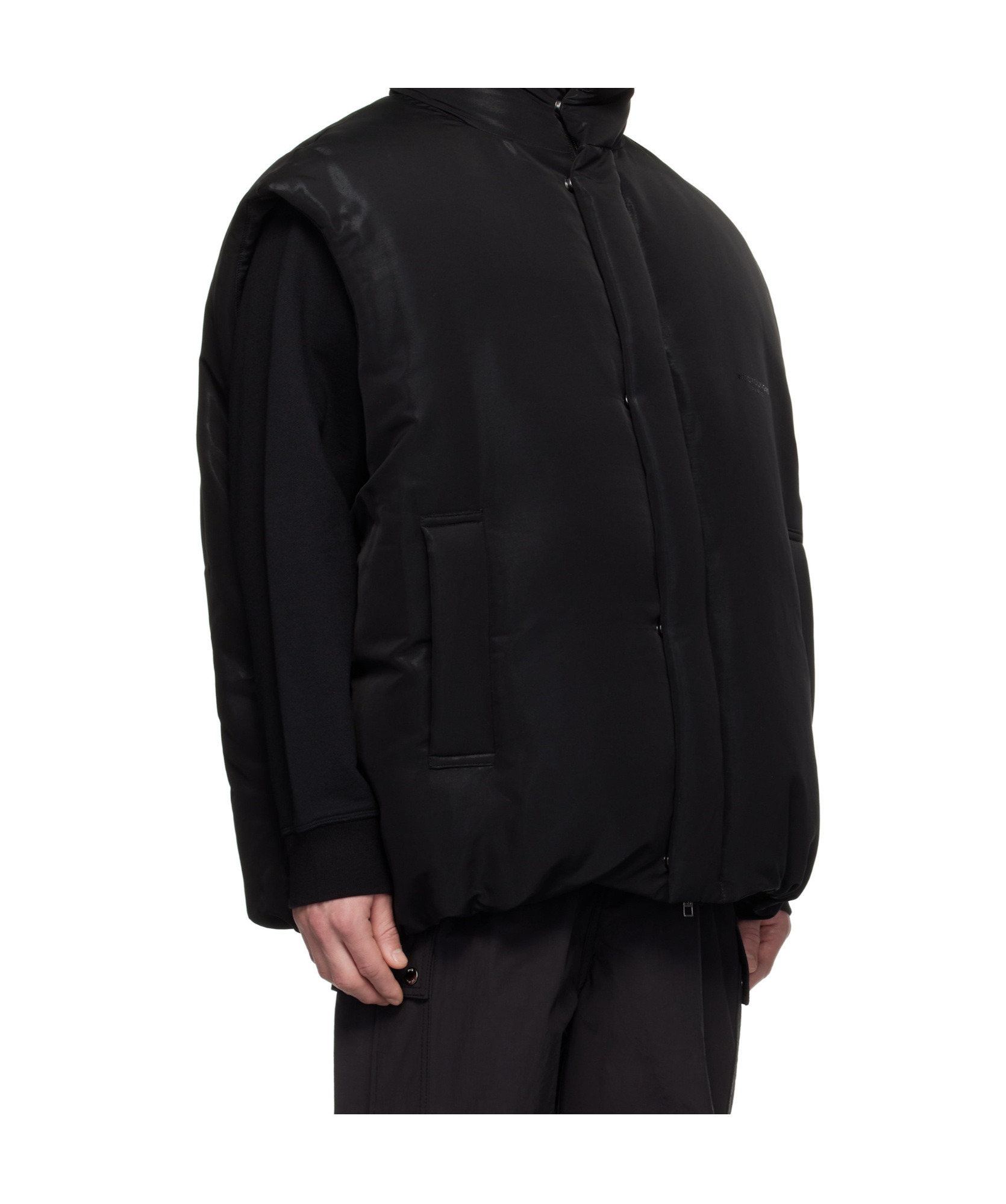 Wooyoungmi Black Bonded-logo Down Vest In Black