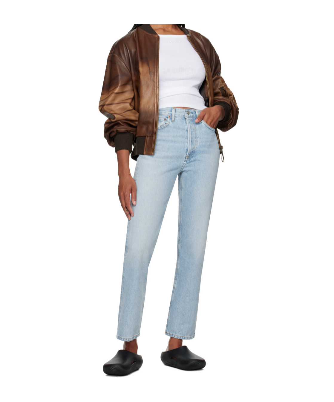 Agolde High Waist Denim Trousers In Blue