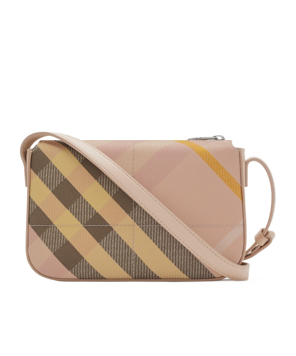Burberry Snip Mini Check Jacquard Shoulder Bag In Nude