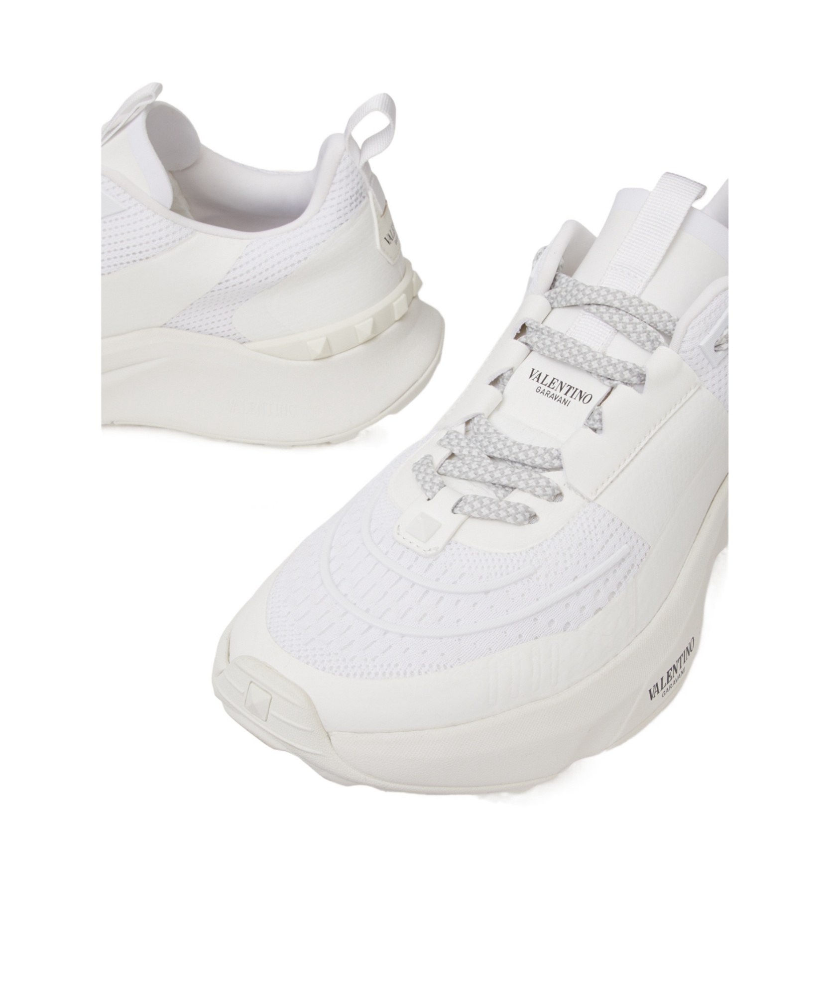 Valentino White Fabric And Mesh True Act Sneakers In White
