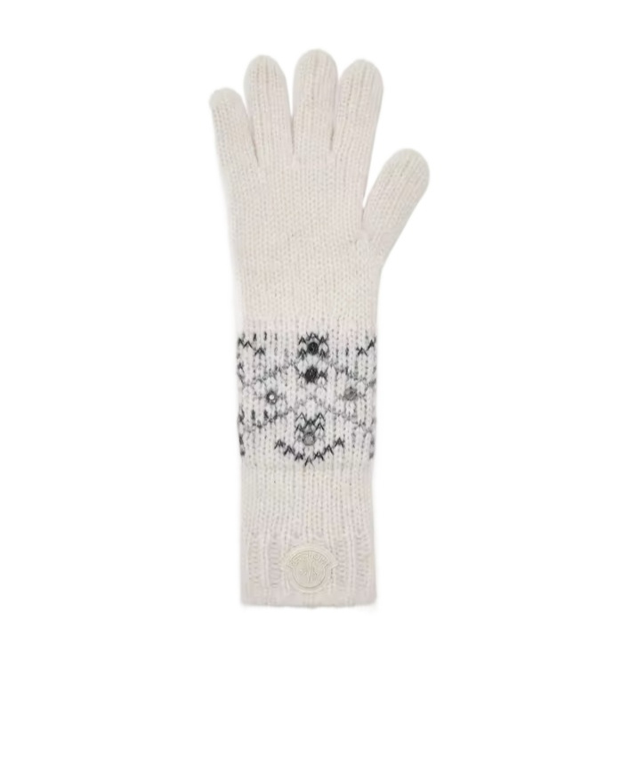 Moncler Crystal-embroidered Alpaca  Wool Blend Gloves In White