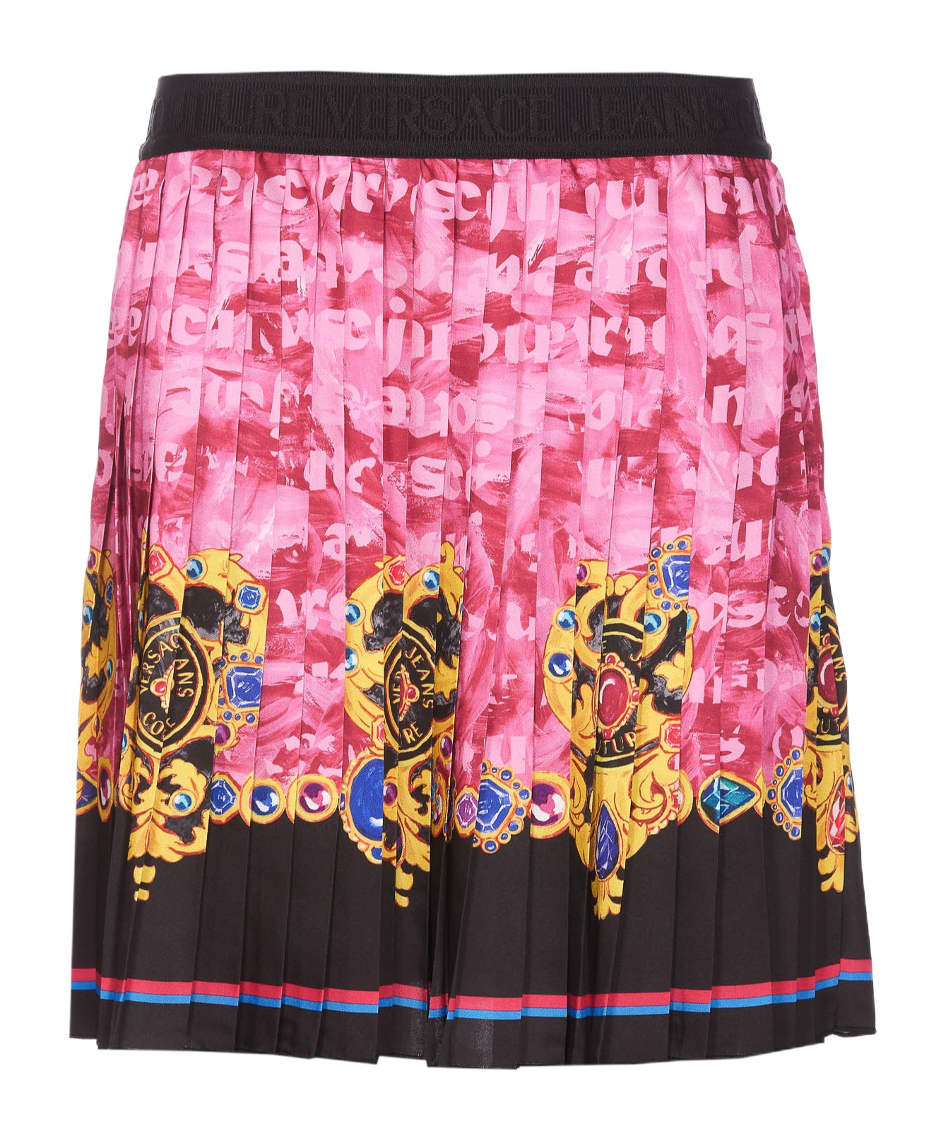 Shop Versace Jeans Heart Couture Pleated Miniskirt In Multicolor