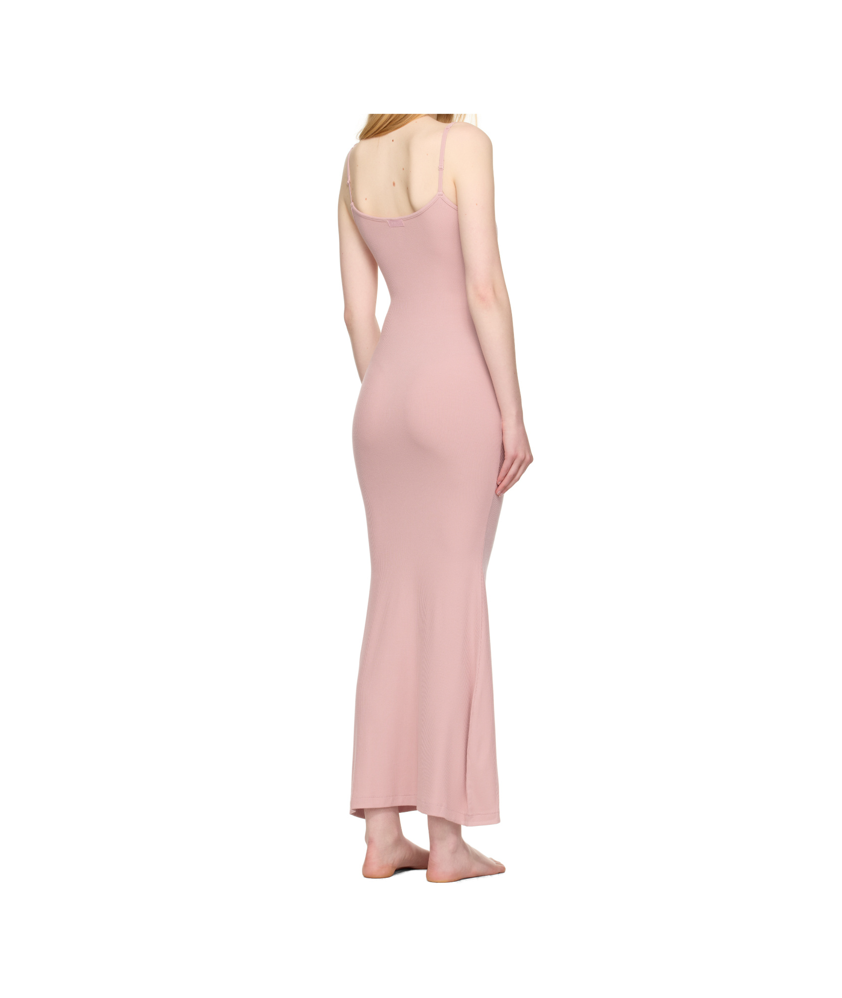 Skims Pink Soft Lounge Long Slip Maxi Dress In Pink