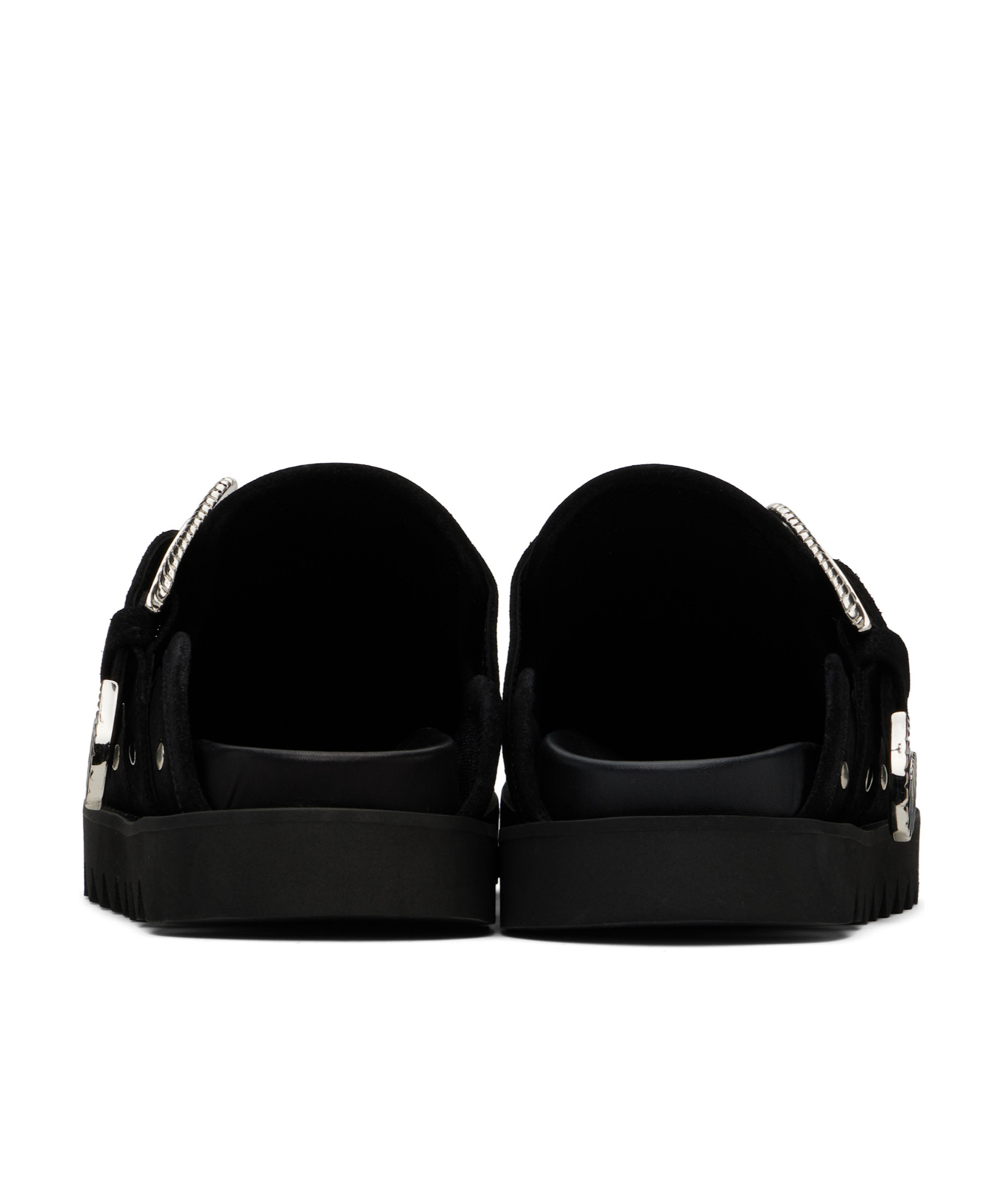 Toga Virilis Ssense Exclusive Brown Leather Studded Clogs In Black