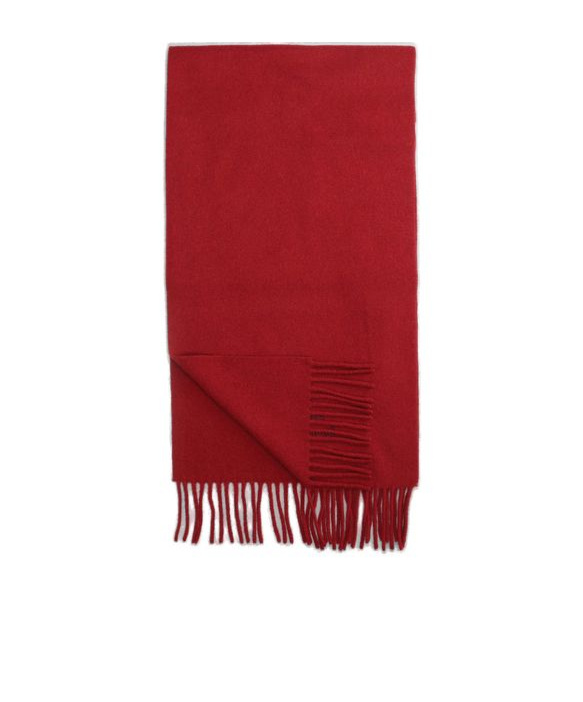 Vivienne Westwood Bordeaux Scarf With Fringed Hem And Orb Embroidery On The Front In Wool Unisex In Red