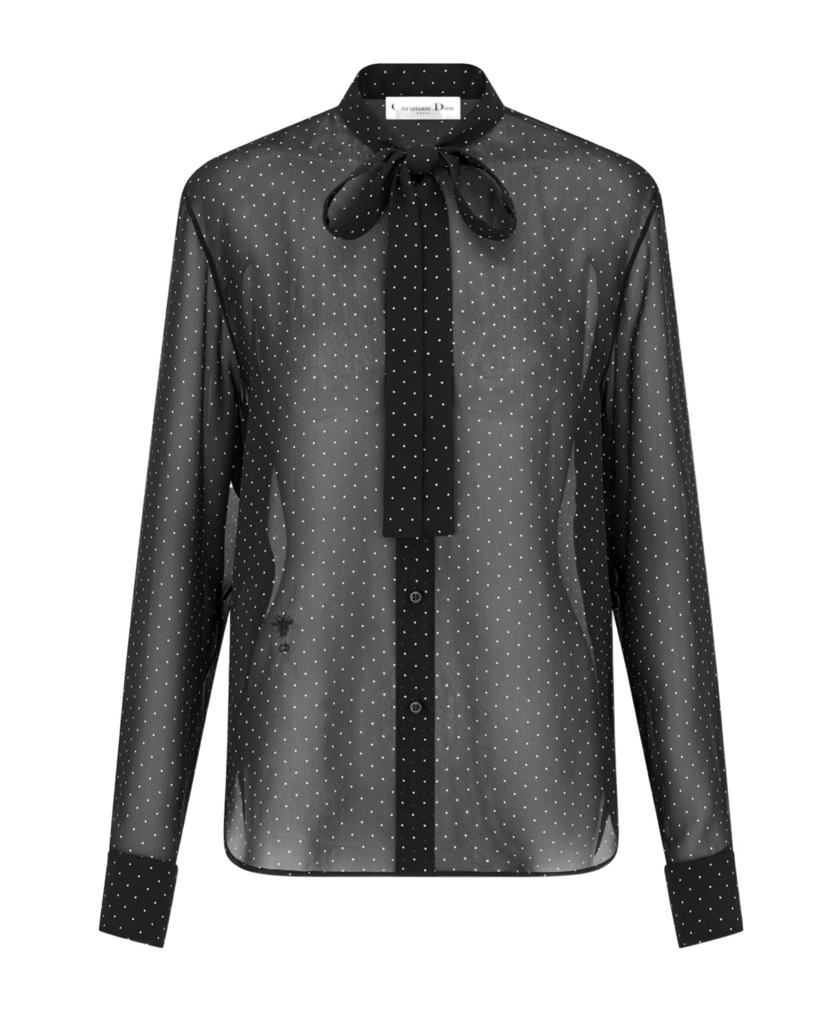 Dior Embroidery Lace Collar Shirt In Black