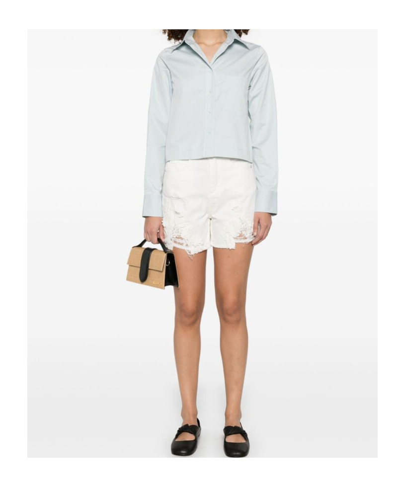 Ermanno Scervino Bermuda Shorts Frayed Hem Detail In White