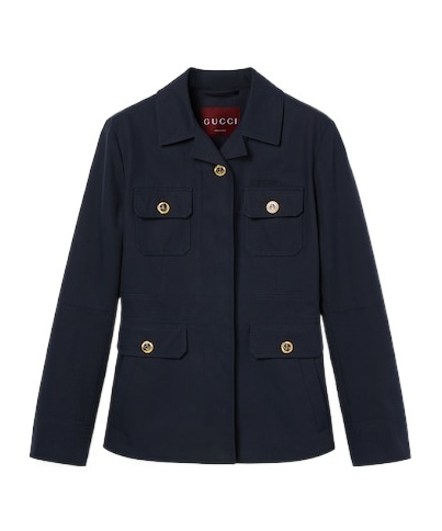 Gucci Cotton Canvas Jacket With Embroidery In Blue