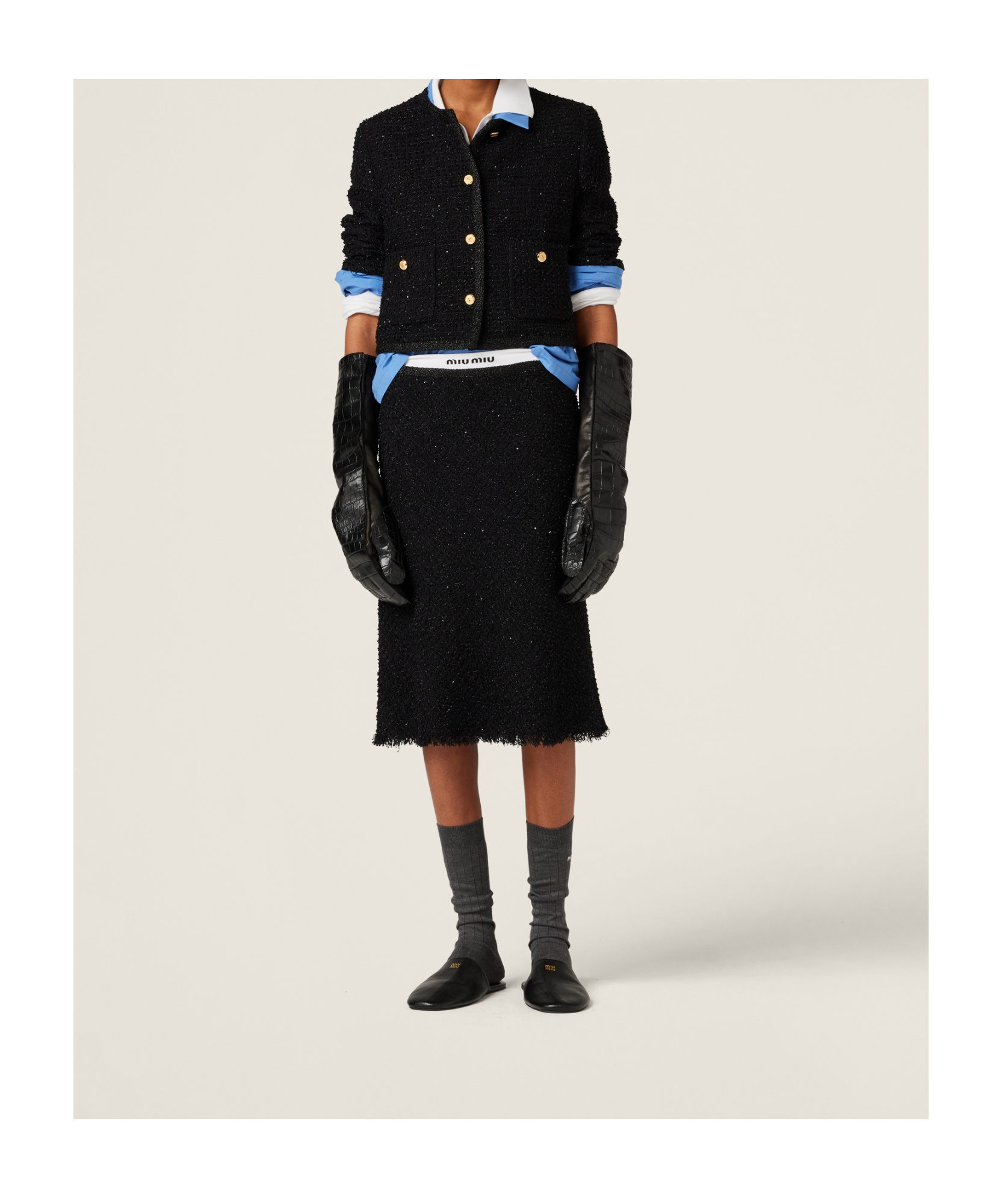 Miu Miu Long-sleeved Casual Jacket In Black