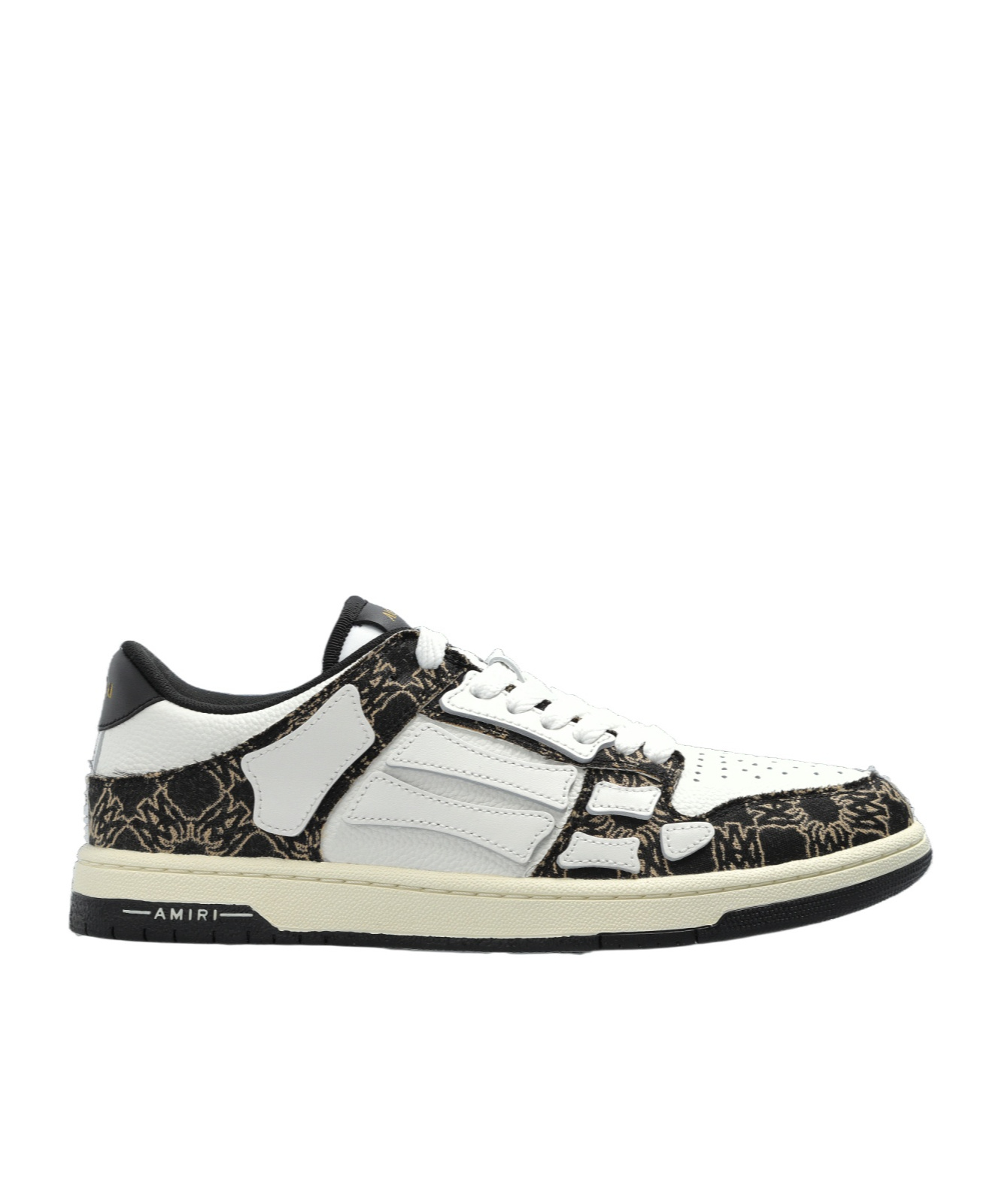 Amiri Two-tone Leather Skel Sneakers In Black
