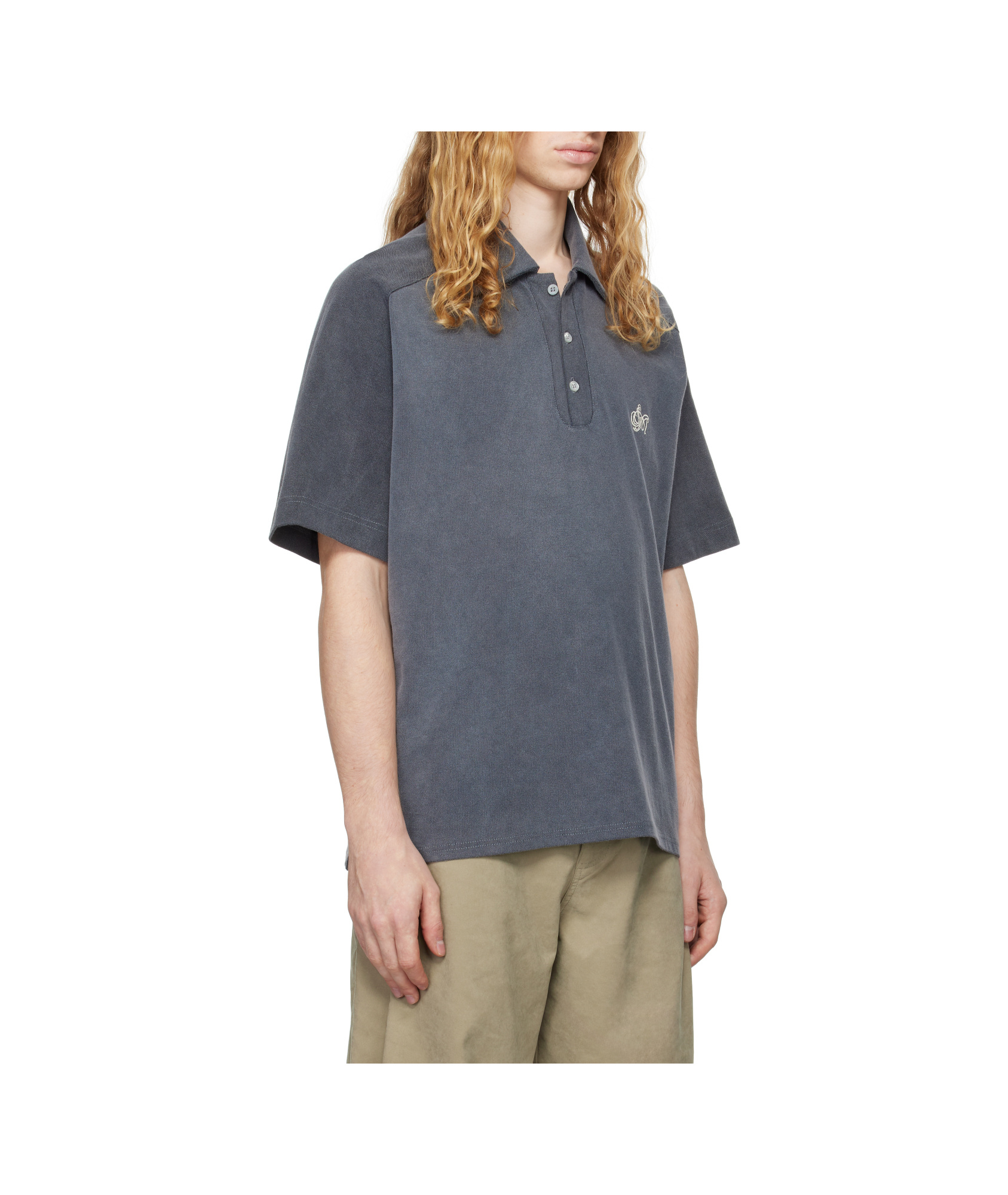 Serapis Dyed Sailor Polo Shirt In Gray