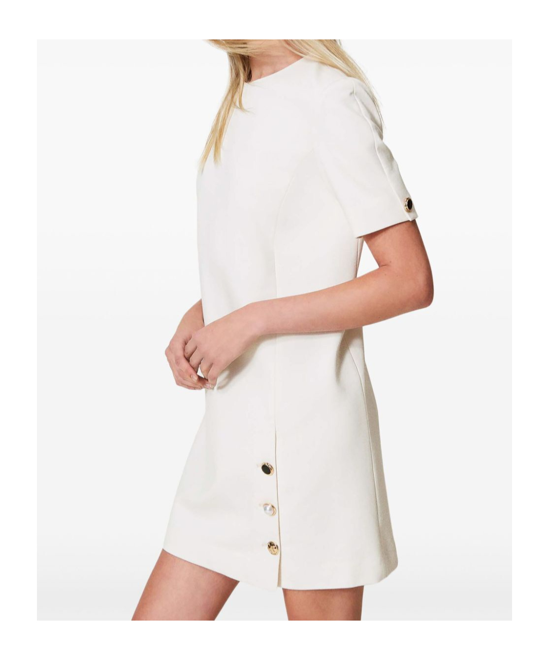 Shop Twinset Buttoned Mini Dress In White