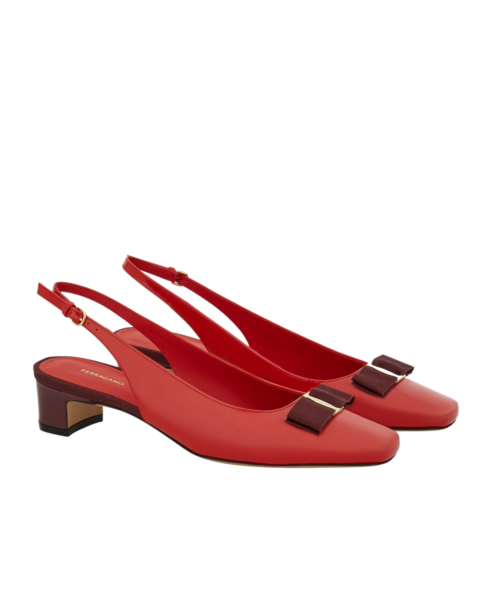 Ferragamo Rivada 30 Patent Leather Slingback Pumps In Red