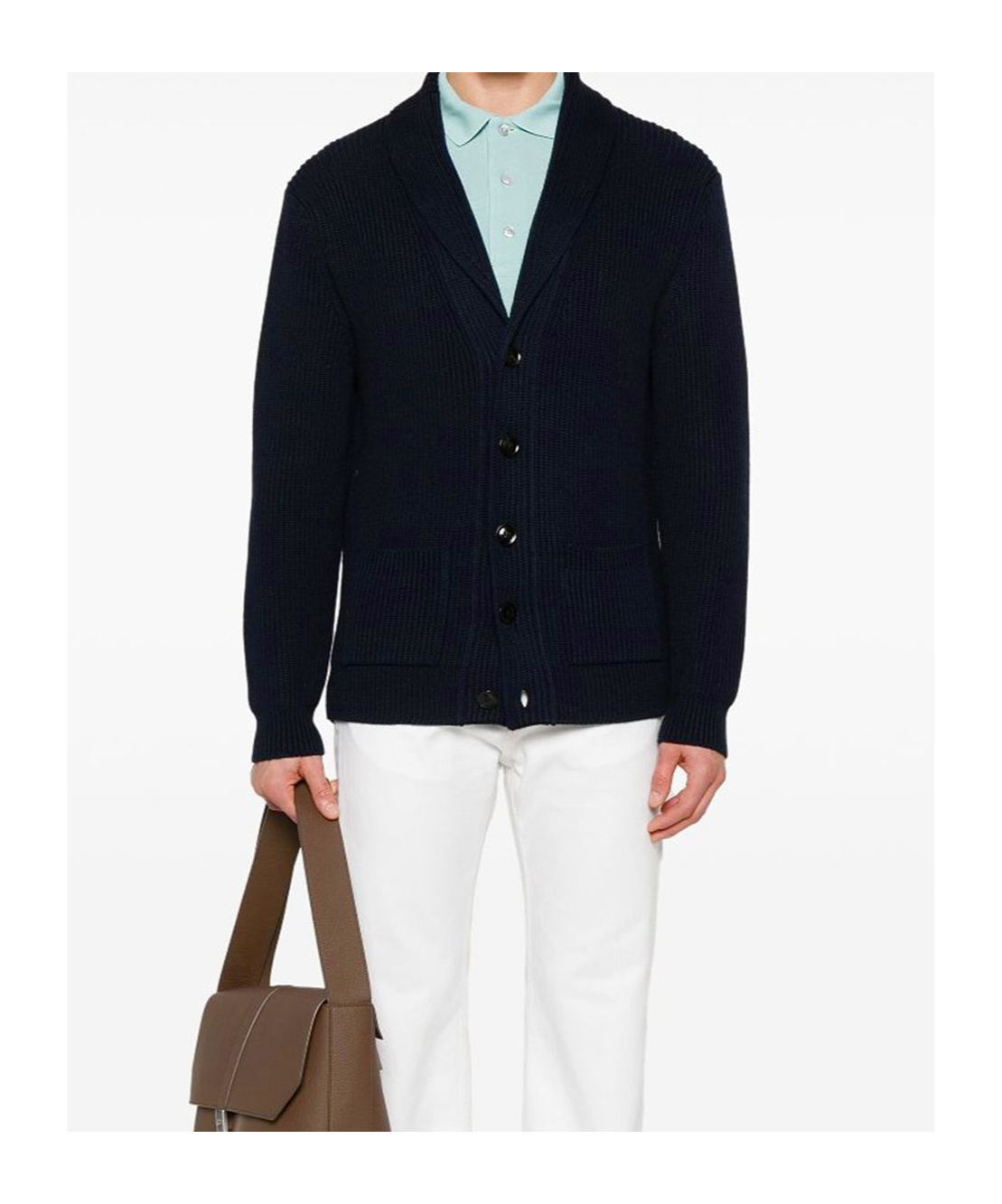 Tom Ford Silk Cardigan With Front Pockets And Shawl Collar In Black