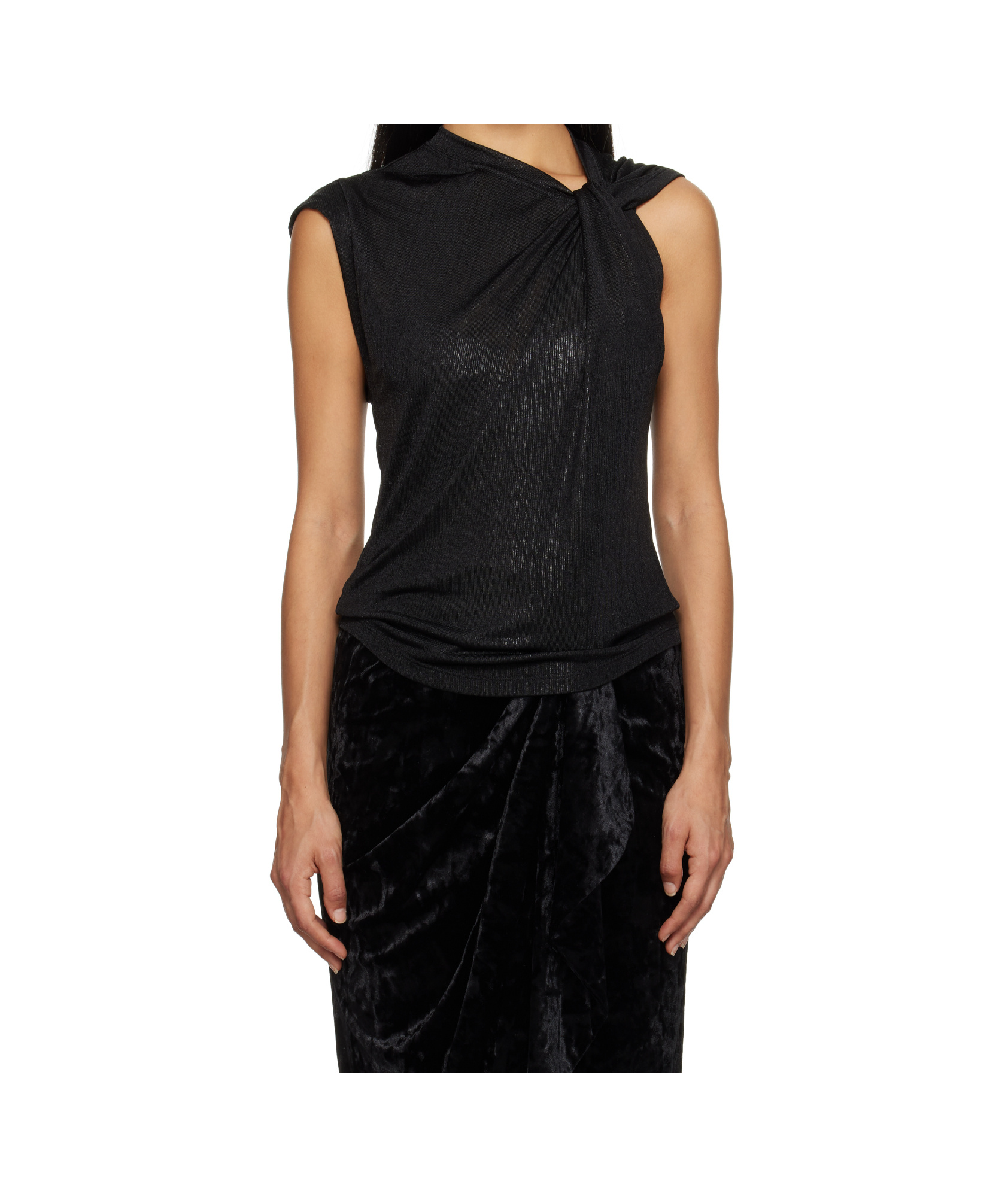 Isabel Marant Étoile Womens Nayda Asymmetrical Cotton-jersey T-shirt Black In Black
