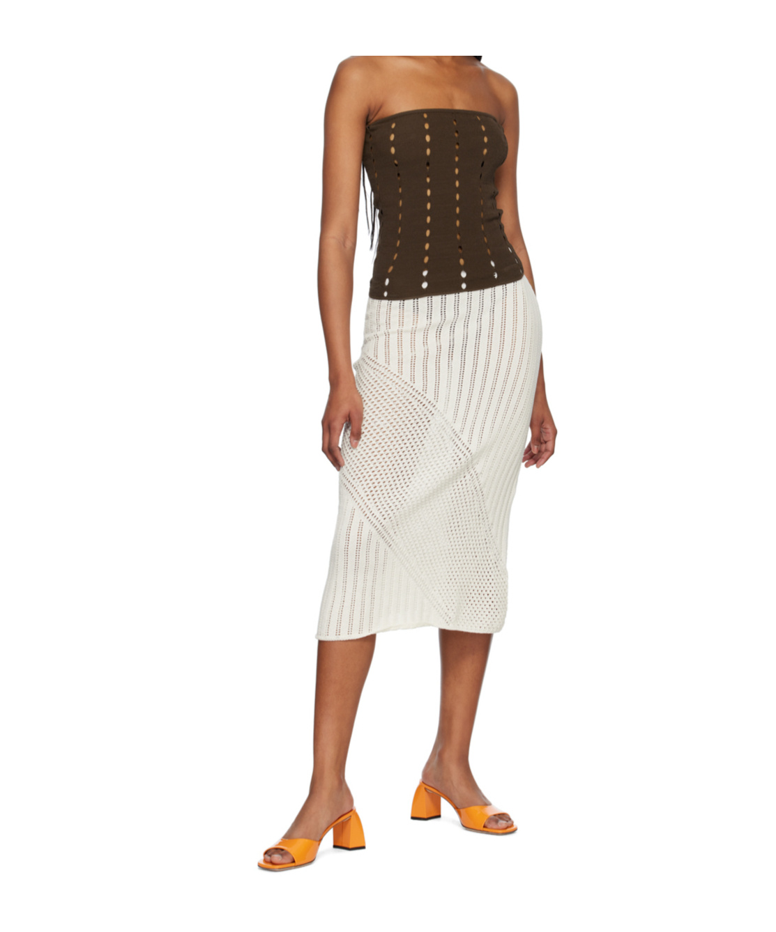 Gimaguas Bartola Open-knit Midi Skirt In White