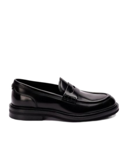 Dolce & Gabbana Women's Black Casual Moccasin Metallic Logo Heel In Black