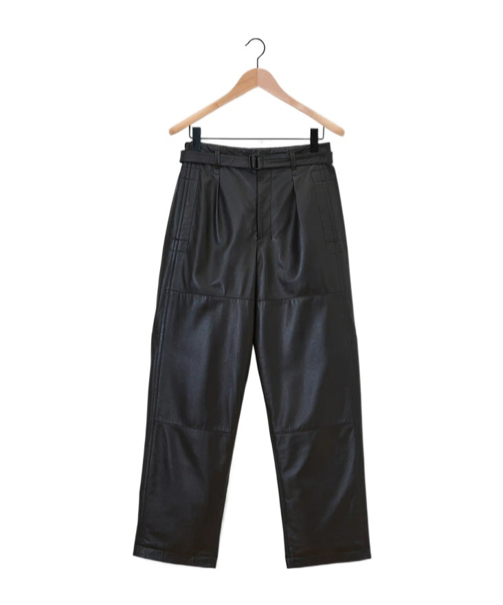 Lemaire Leather Pants With Bag In Black
