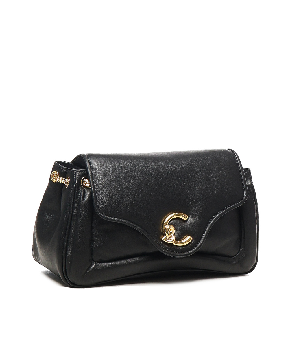 Coccinelle C-me Fluffy Chain Linked Shoulder Bag In Black