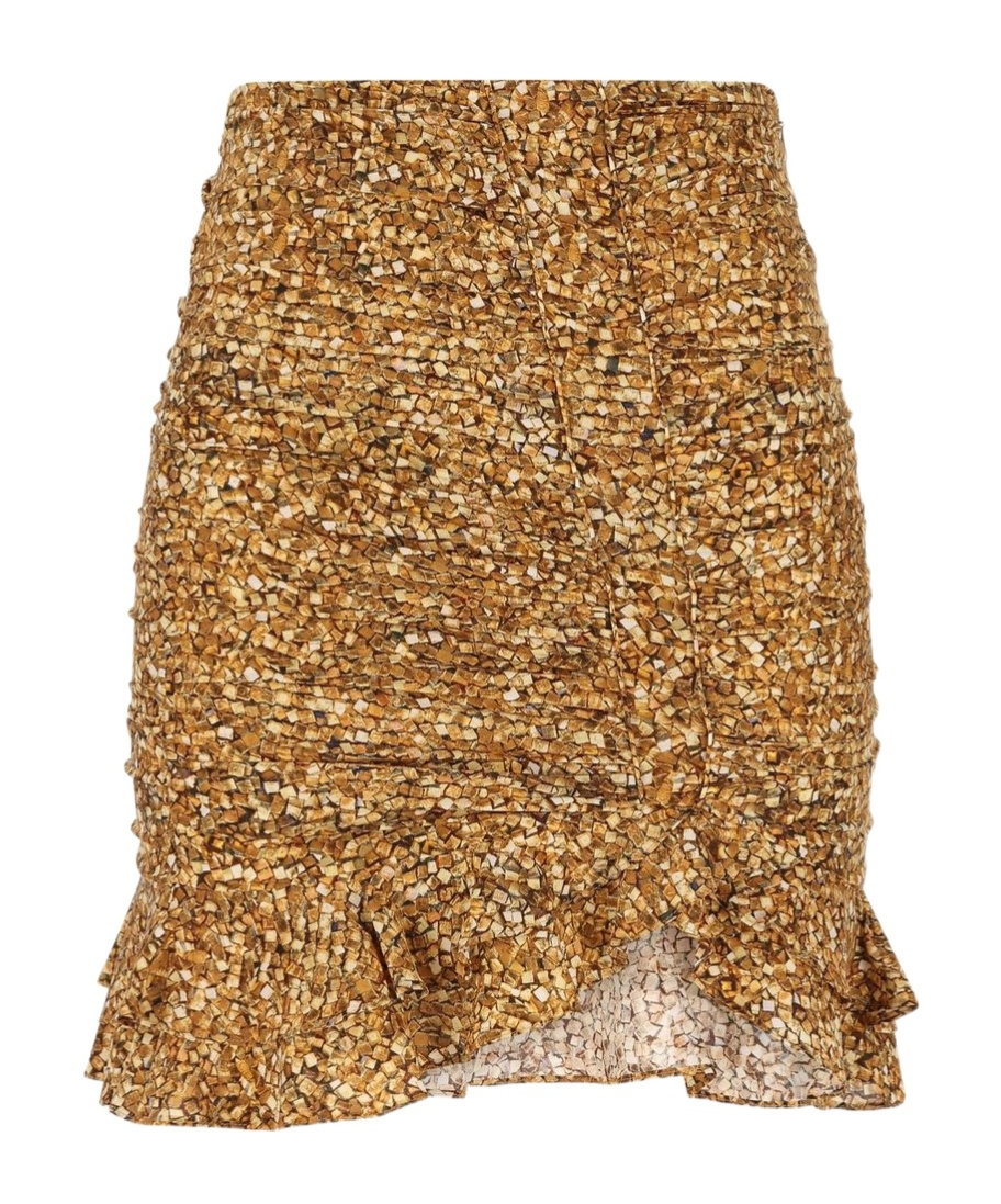 Isabel Marant Mosaic Ruffled Skirt In Brown