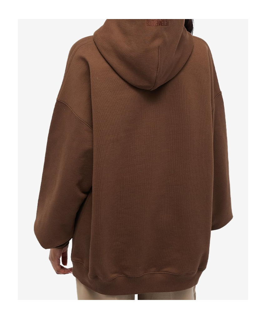 Vetements Logo Hooded Sweater In Brown