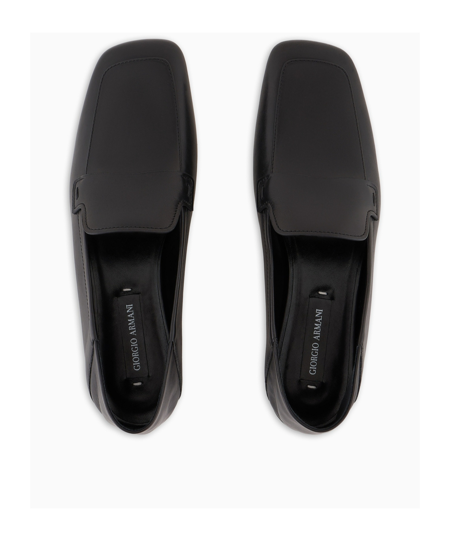 Shop Giorgio Armani Square Toe Loafers In Black