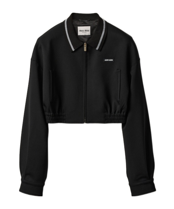 Miu Miu Grain De Poudre Blouson Jacket In Black