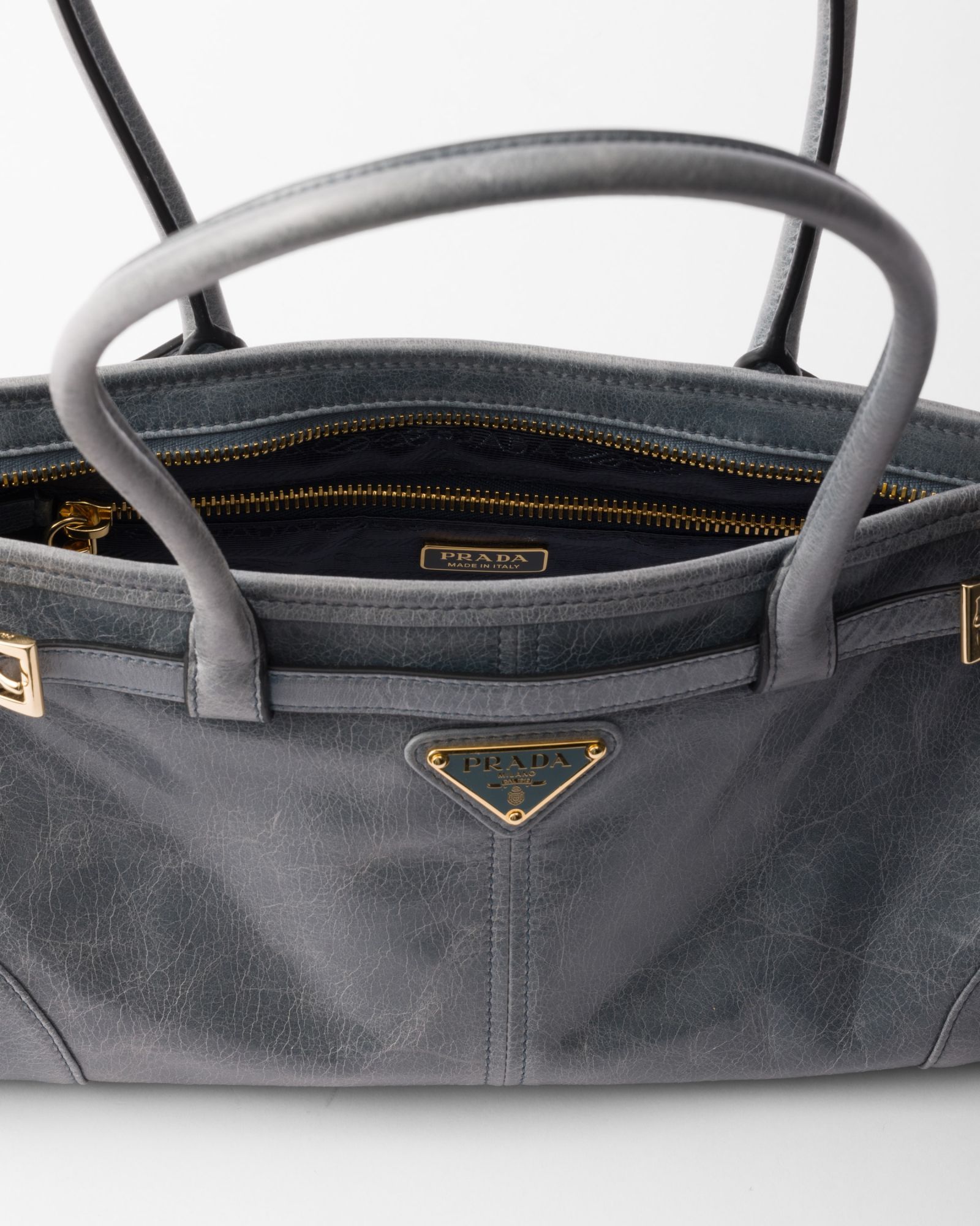 Prada Medium Soft Lux Shoulder Bag In Gray