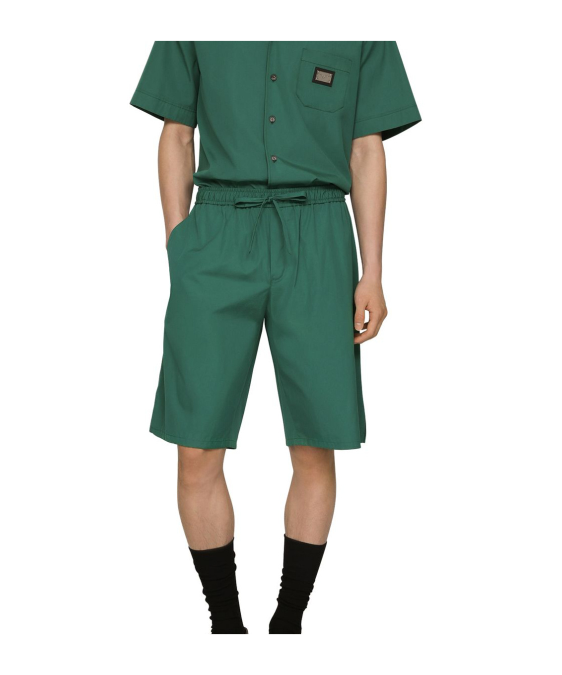 DOLCE & GABBANA COTTON JOGGING SHORTS WITH LOGO TAG
