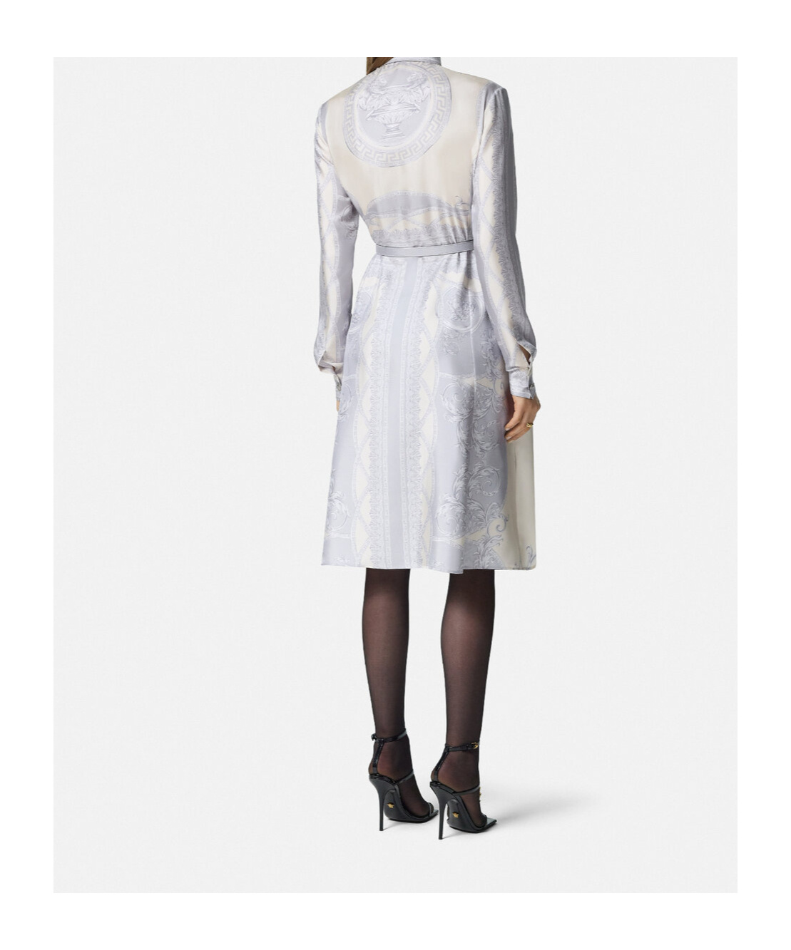 Versace Barroco-print Midi Dress In White
