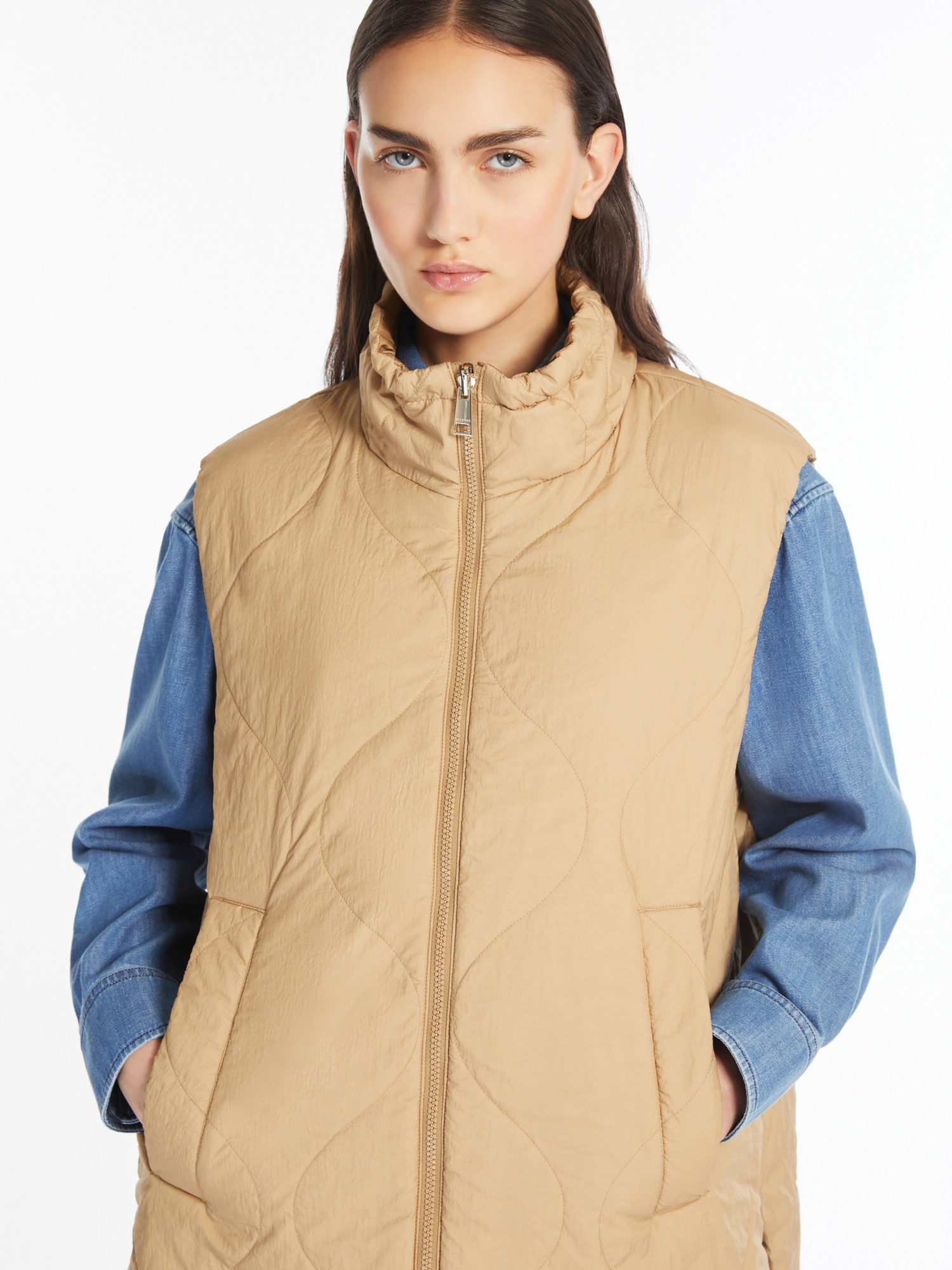 Weekend Max Mara Waterproof Canvas Double-sided Cotton Vest In Nude