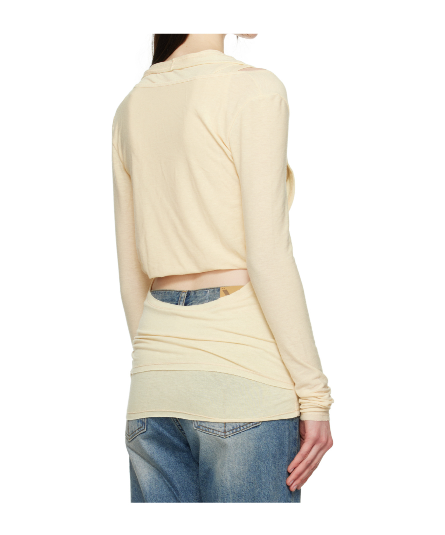 Open Yy Convertible Bolero T-shirt In Neutral