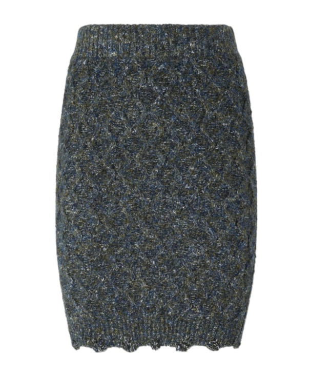 Pinko Cable-knit Embellished Skirt In Gray
