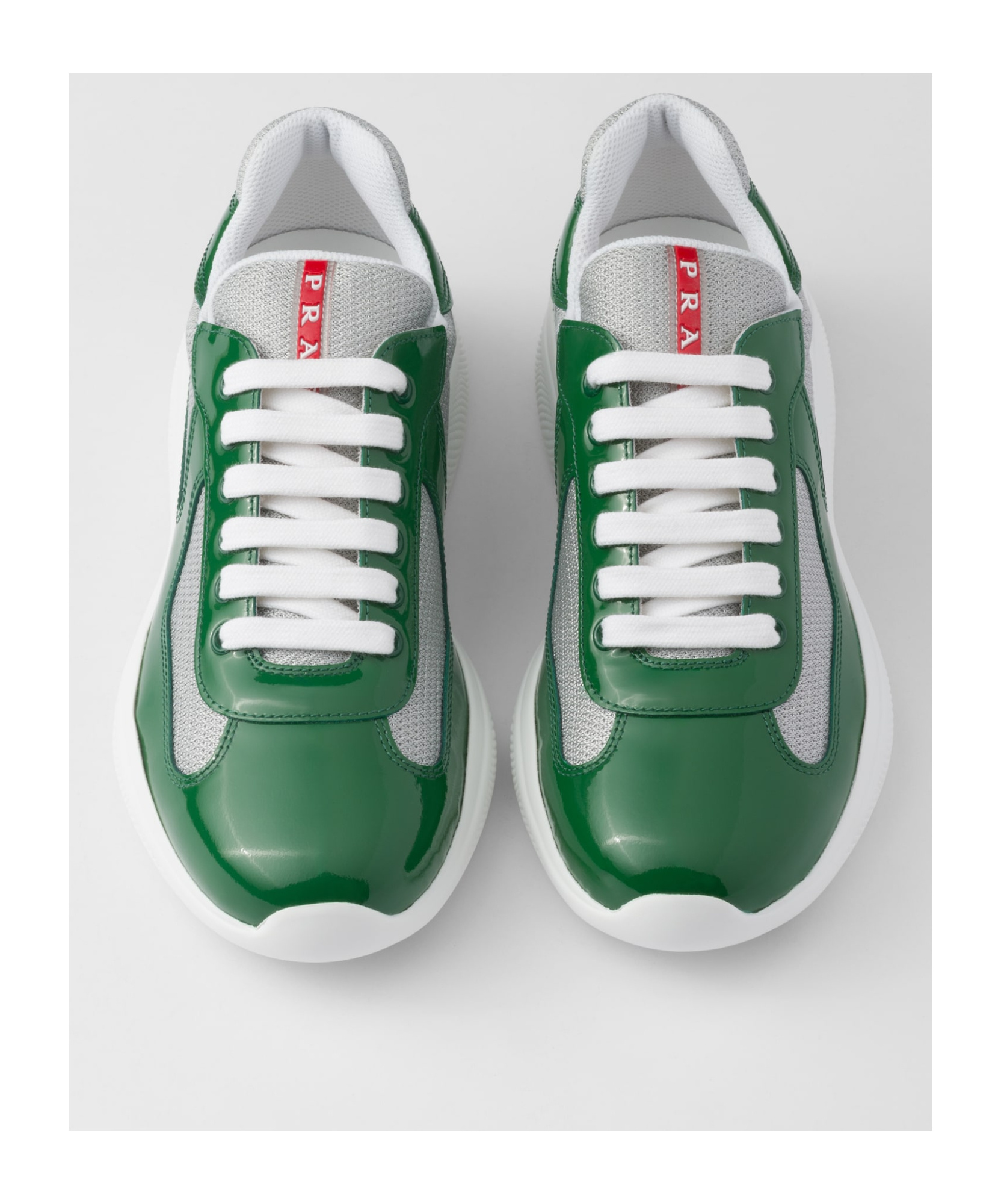 Prada Round Toe Sneakers In Green