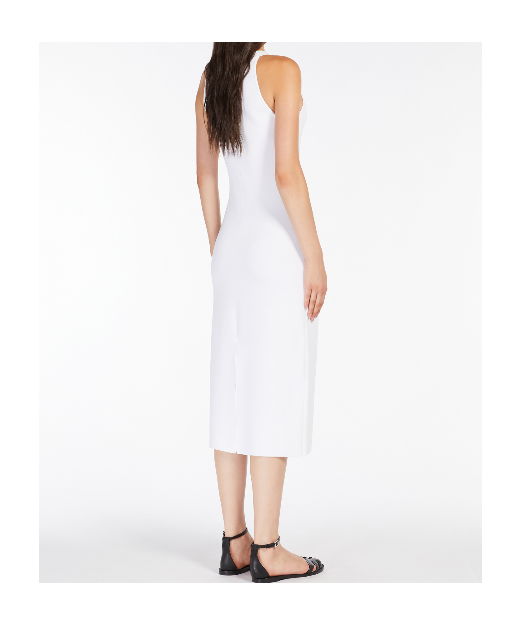 Max Mara Slim-fit Stretch Viscose Dress In Optical White