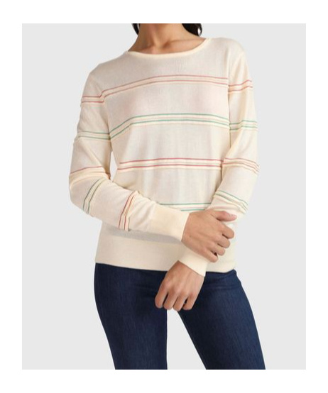 Shop Tommy Hilfiger Striped Sweater In Nude