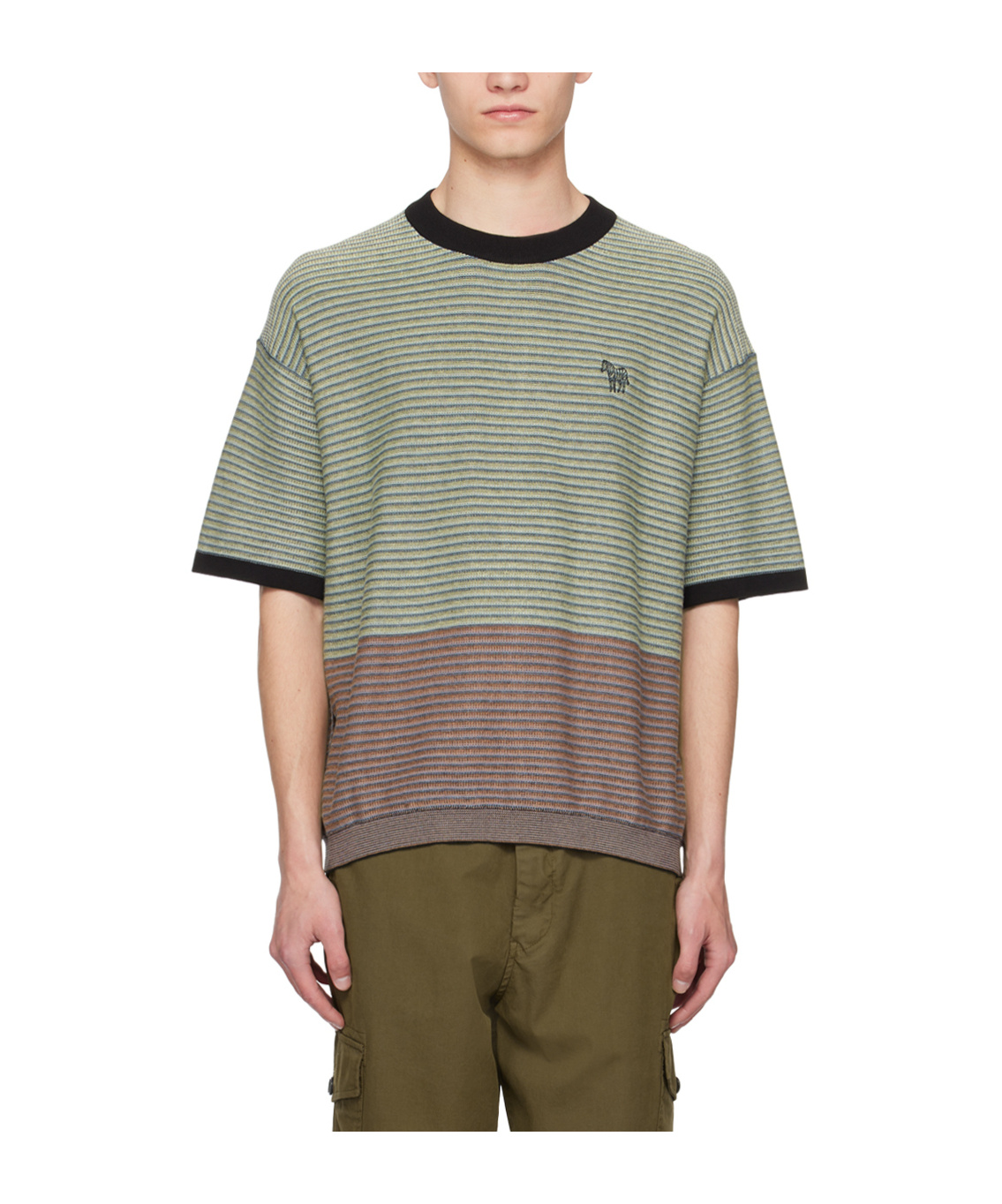 Ps By Paul Smith Striped Short-sleeved T-shirt In Gray