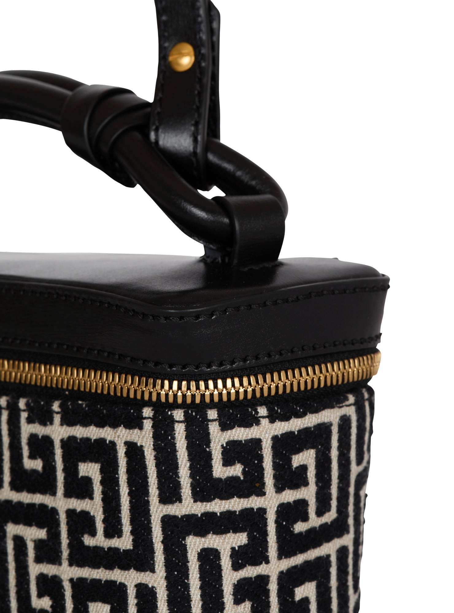 Balmain B-army Vanity Case In Monogrammed Canvas And Leather