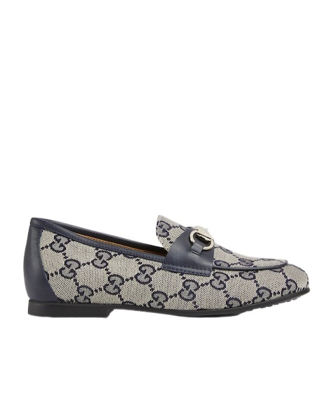 Gucci Logo Jacquard Loafers In Gray