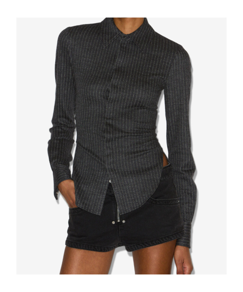 Isabel Marant Romea Pinstripe Shirt In Black