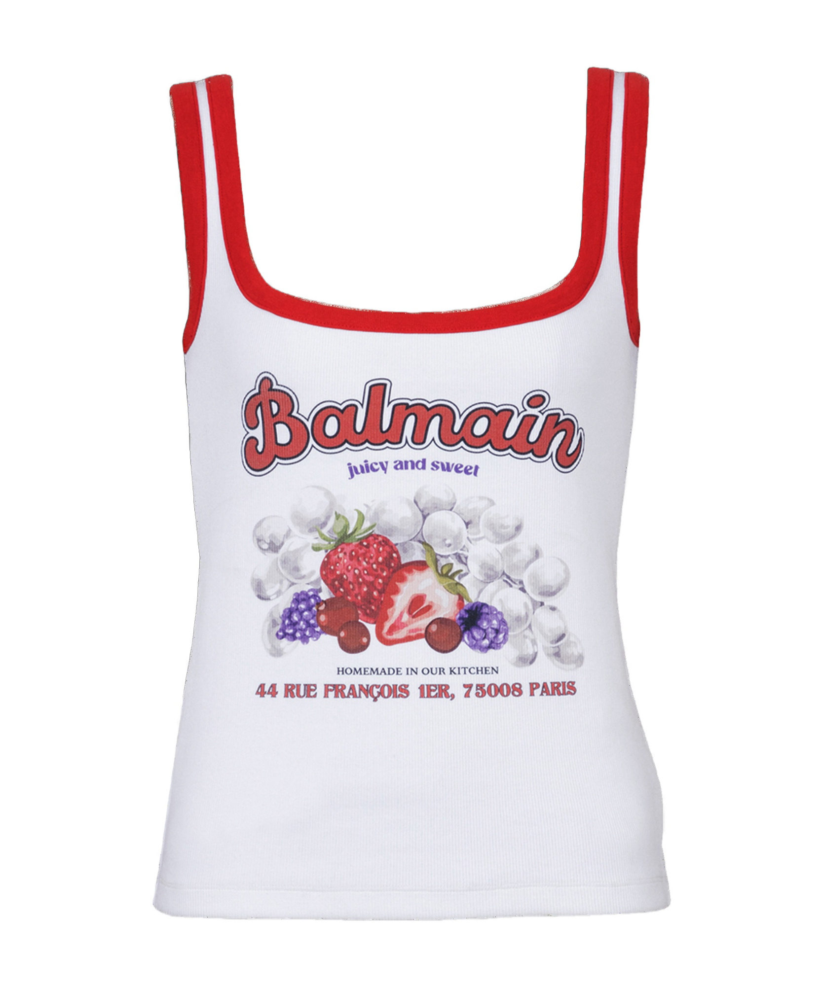 Balmain Fruit Square-neck Tank Top In White