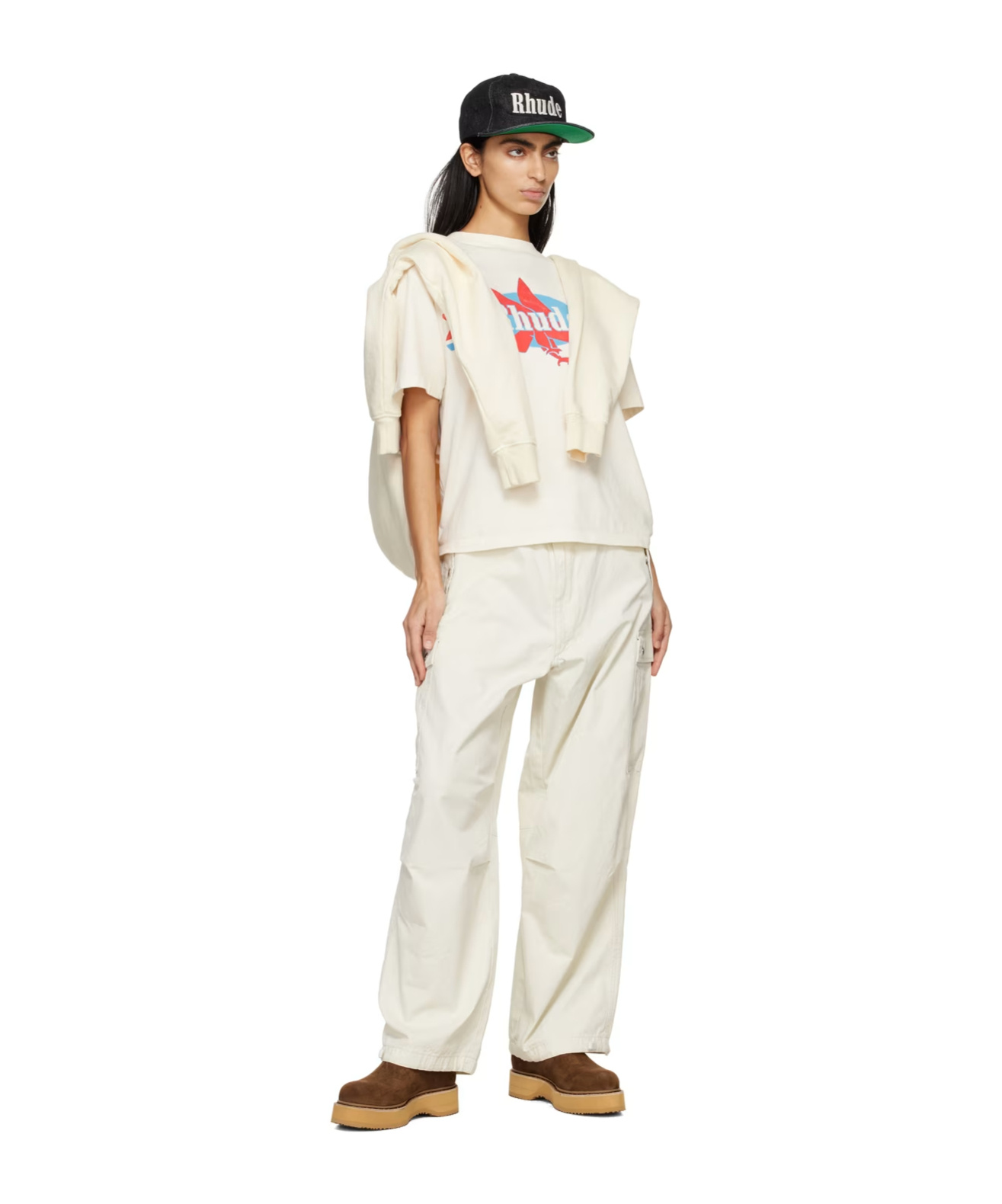 Rhude Off-white Parachute Trousers In 1019 Off-white