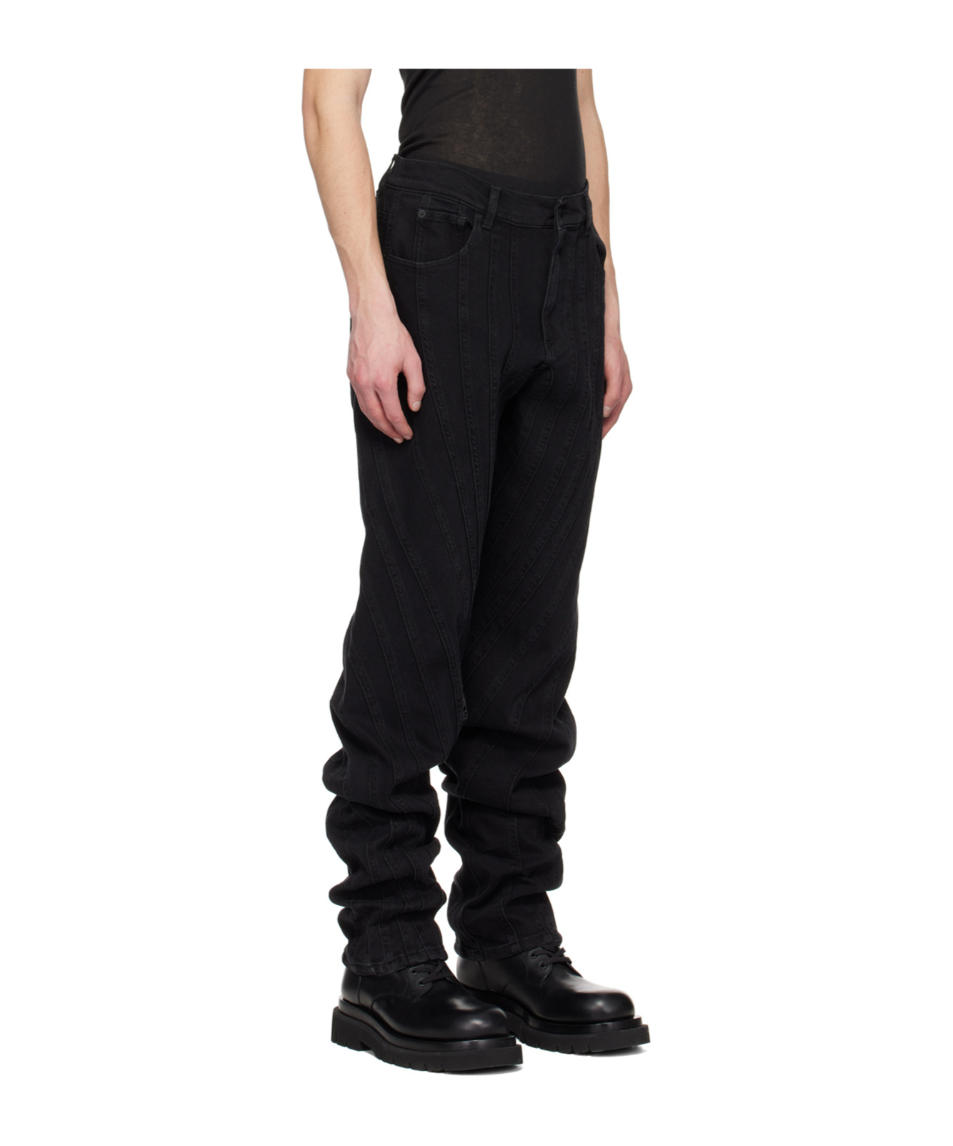 Mugler Logo-patch Denim Jeans In Black