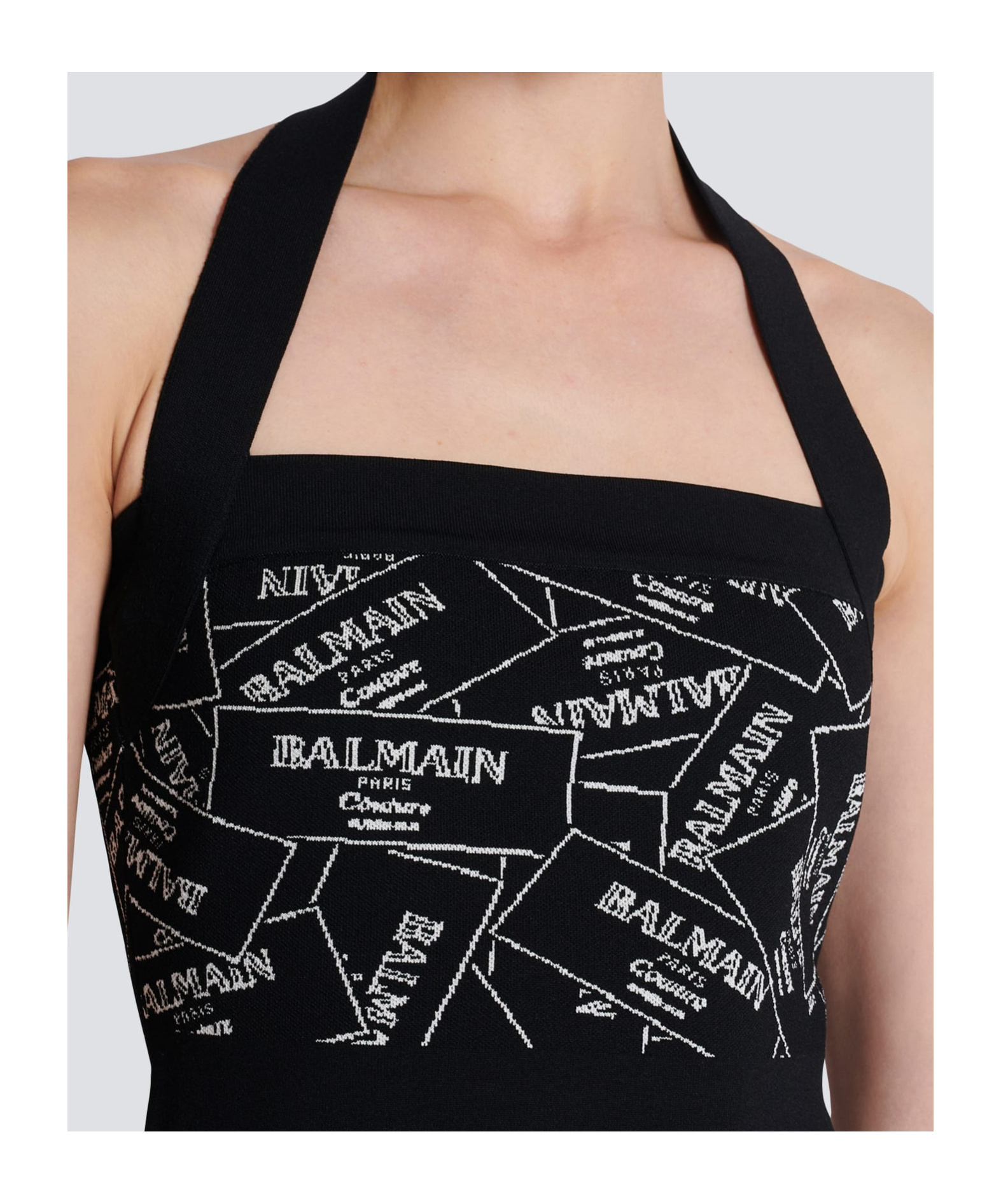 Balmain Top With Metal Open Back Slider In Black