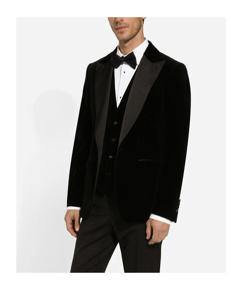 Dolce & Gabbana Black Velvet Single Breasted One Button Blazer