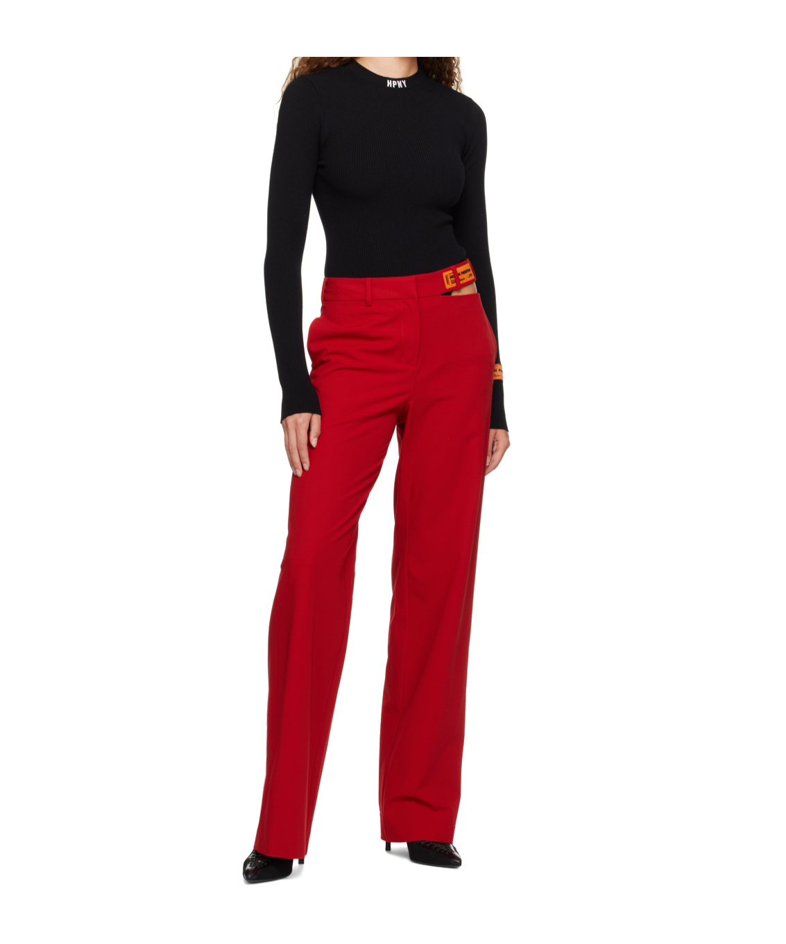 Heron Preston Cut-out Detail Straight-leg Trousers In Red