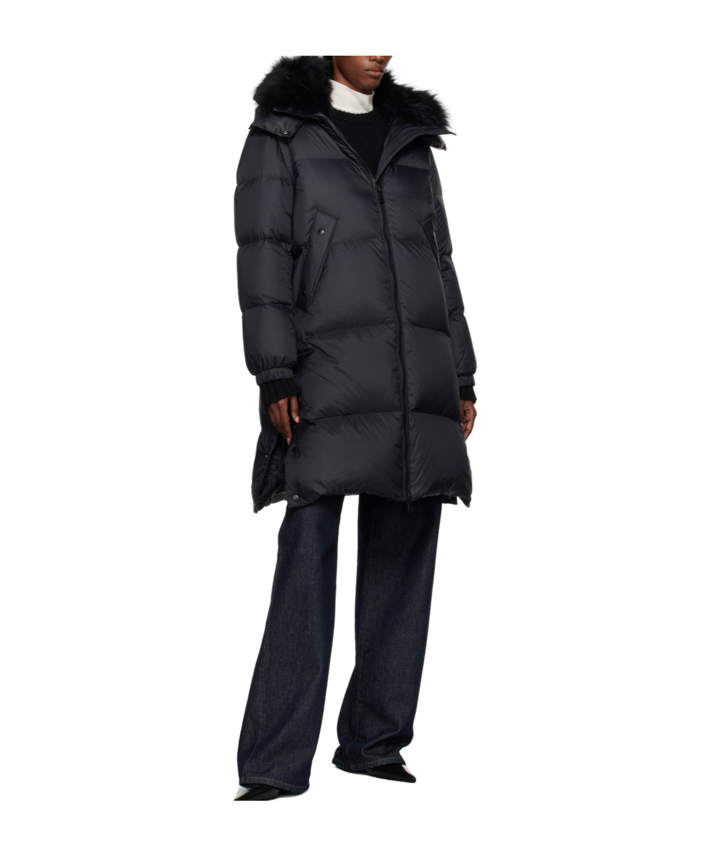 Yves Salomon Long Down Coat In Black