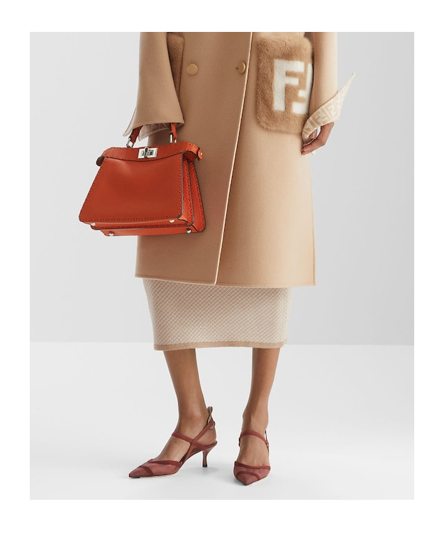 Fendi Mesh Panel Kitten Heel Pointed Toe Pumps In Brown